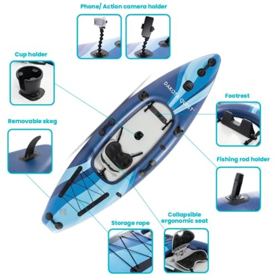 Kayak Inflable Sit-On-Top Dako - Fishing Kayak Sit In reseña y precio