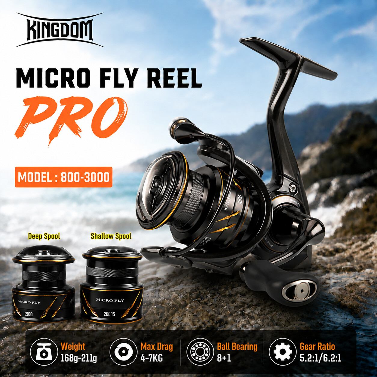 Carrete de Pesca Kingdom Micro - Kastking Reel Zephyr reseña y precio